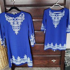 Mommy & me matching blue shift dresses